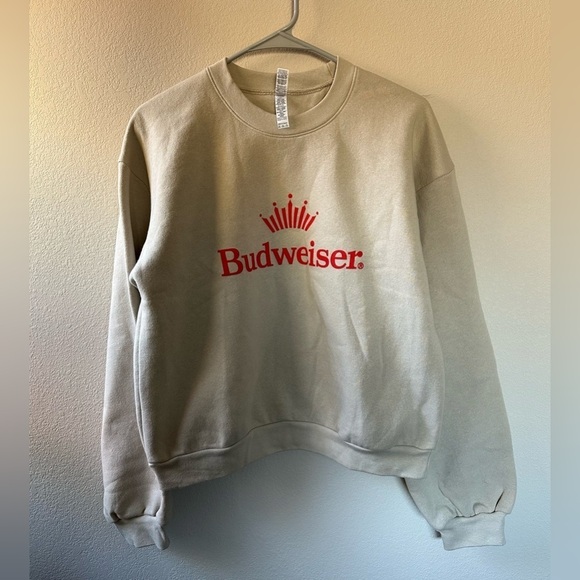 American Apparel Budweiser sweatshirt cream and red size medium - Picture 1 of 4